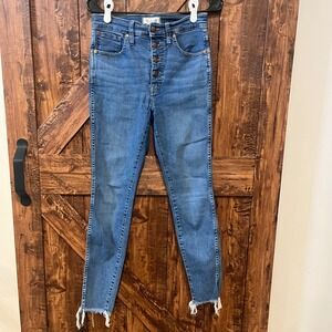 Madewell‎ Women's 10" High Rise Skinny Jeans Button Fly Frayed Hem Size 28